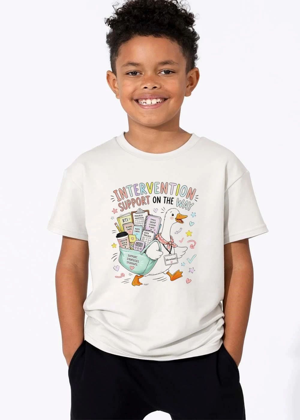 Intervention Support On The Way Strategies Students Cartoon Duck Carrying Bag Supplies shirt