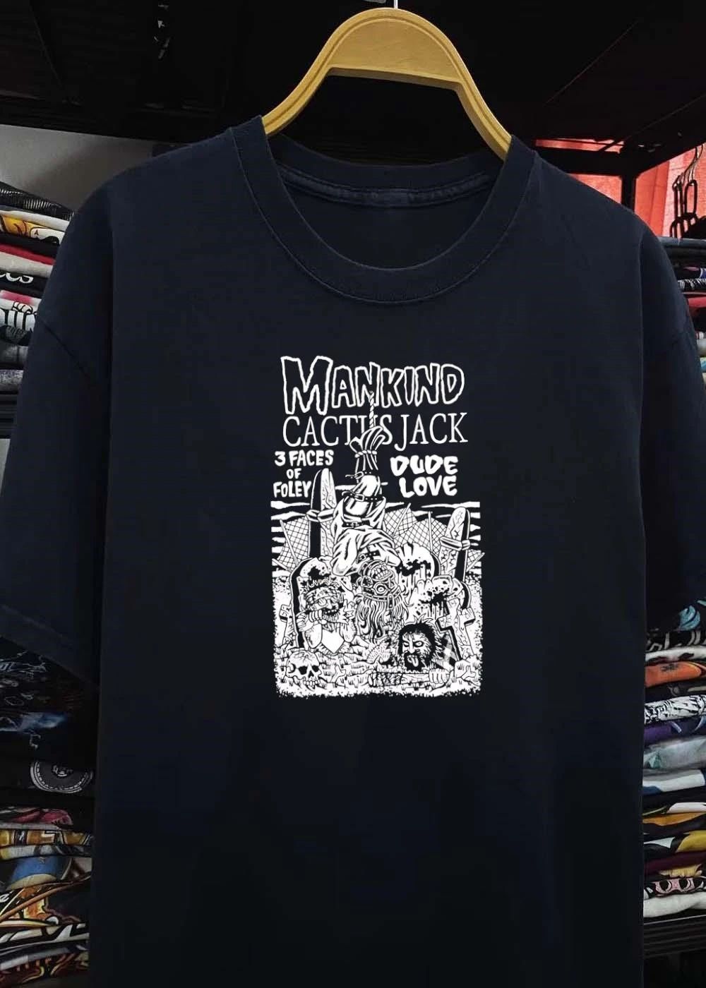 Mankind Cactus Jack 3 Faces of Foley Dude Love Graveyard T-Shirt