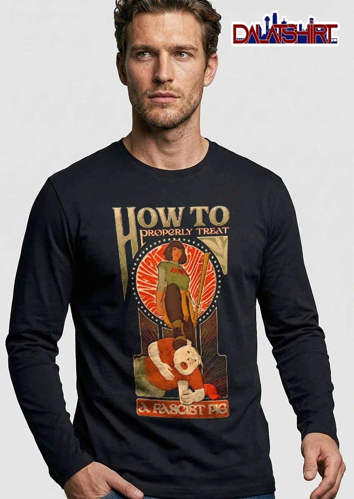 How To Properly Treat A Fascist Pig Antifa Never Surrender Baseball Bat Boot Stepping Red Cap Vintage Poster shirt