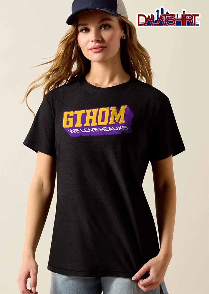 Gthom We Love Heauxs 3d Yellow Block Letters Purple Shadow shirt