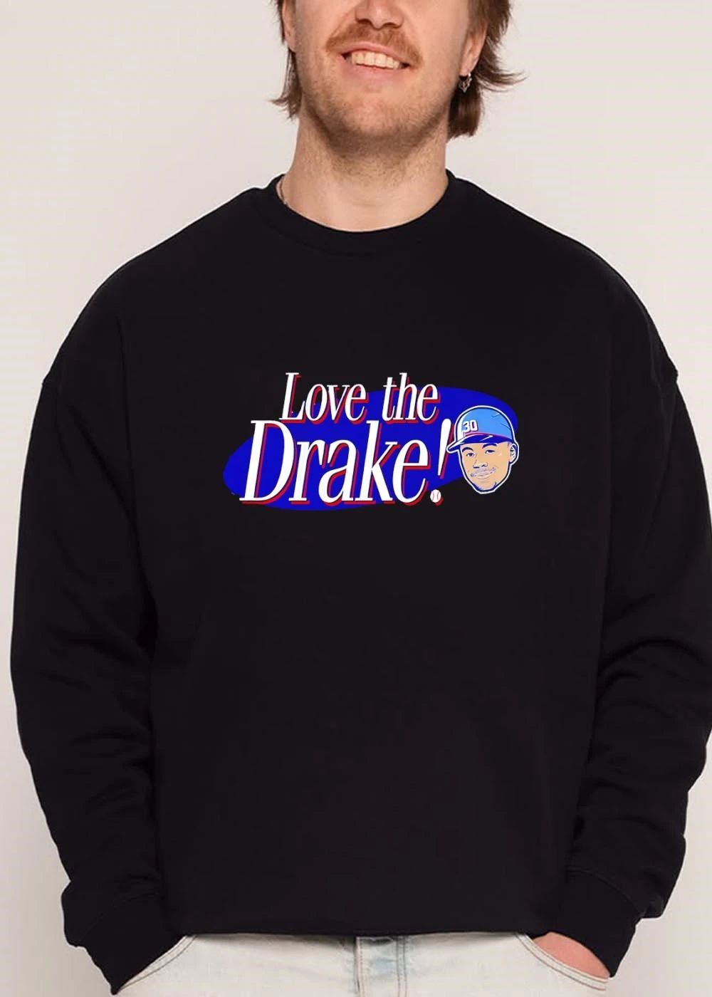 Love The Drake Baseball Player Caricature Helmet Bat Ball Oval shirt