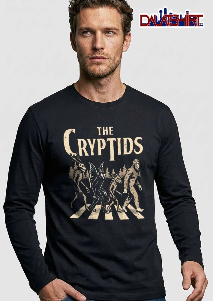 The Cryptids Wendigo Mothman Bigfoot Walking Abbey Road Crosswalk Line Art shirt