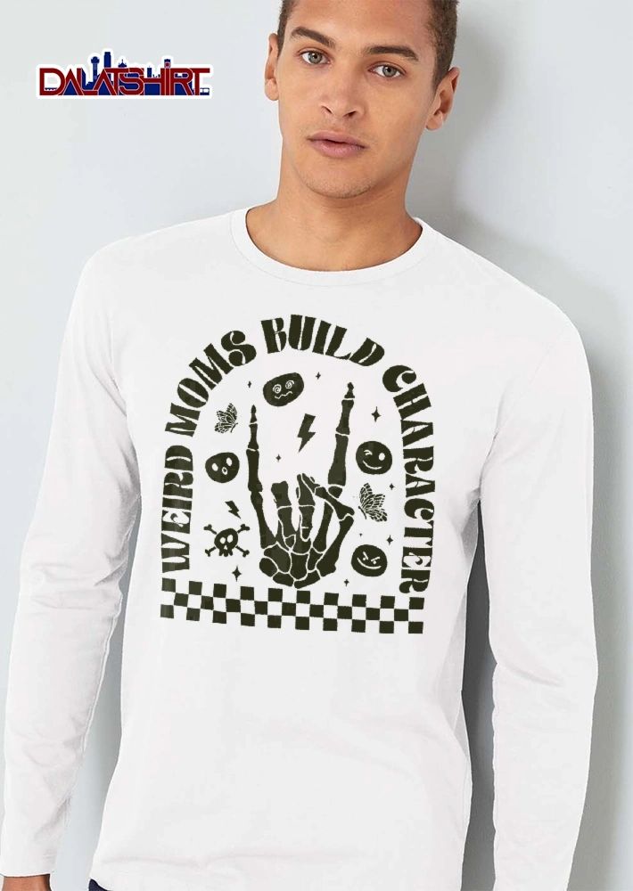 Weird Moms Build Character Skeleton Hand Rock On Checkered Pattern shirt