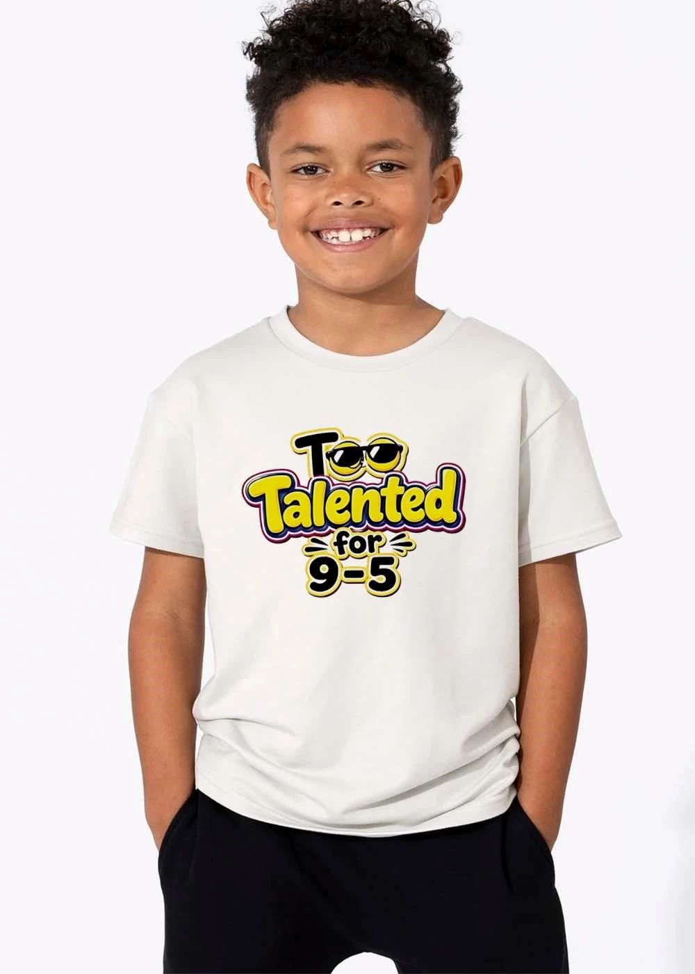 Too Talented For 9 5 Yellow Cartoon Bubble Text Emoji Sunglasses shirt