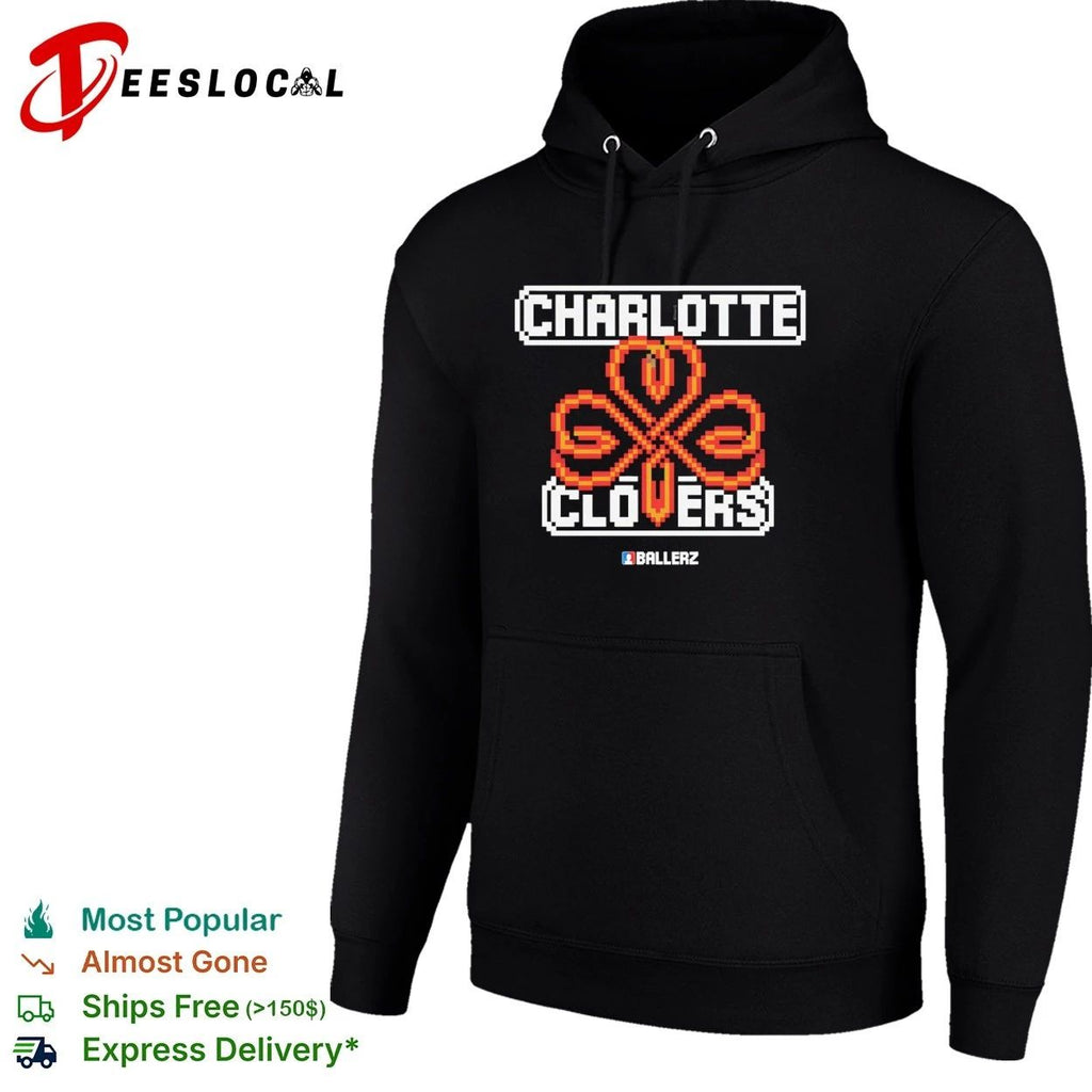 Charlotte Clovers Ballerz basketball pixel art T-shirt