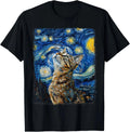 Tabby Cat Orange Cat Starry Night Painting T-Shirt