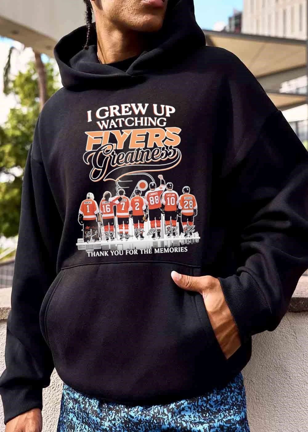 Philadelphia Flyers NHL I Grew Up Watching Greatness Parent Clarke shirt