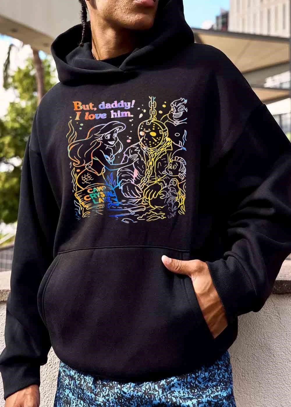 But Daddy I Love Him Camp Crystal Lake Ariel Mermaid Jason Voorhees Underwater Rainbow Line Art shirt