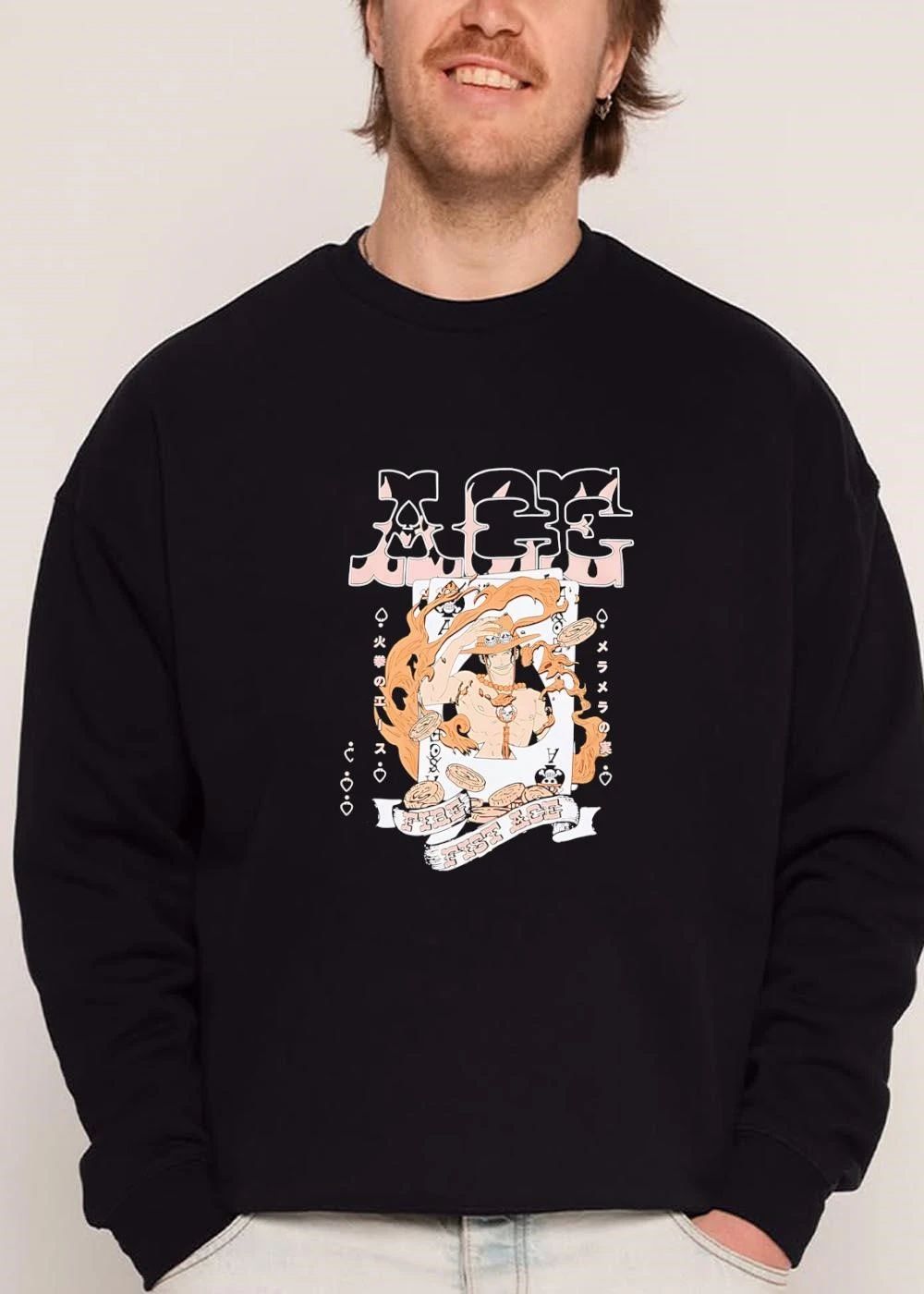 Ace Fire Fist Anime Character Flaming Playing Card Coins shirt