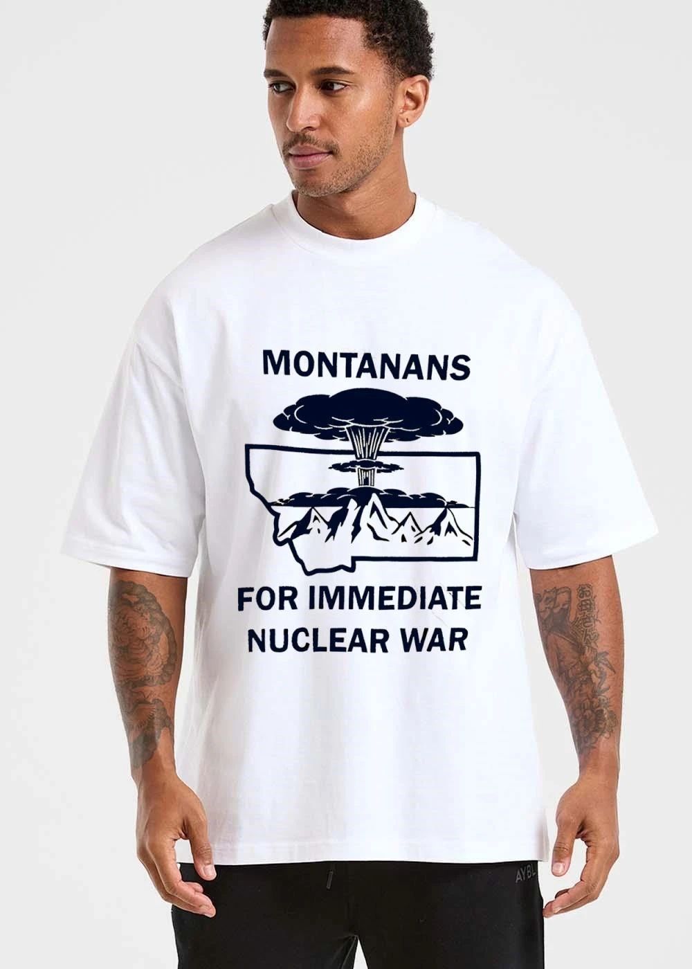 Montanans For Immediate Nuclear War Montana Outline Mushroom Cloud Mountain Range shirt