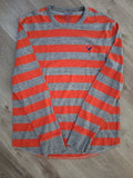 American Eagle Outfitters Shirt Mens (L) Orange Striped Thermal Long Sleeve