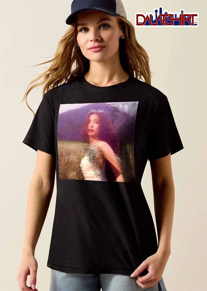 Fallen Angel Woman In Flower Field Mountain Background Photo shirt