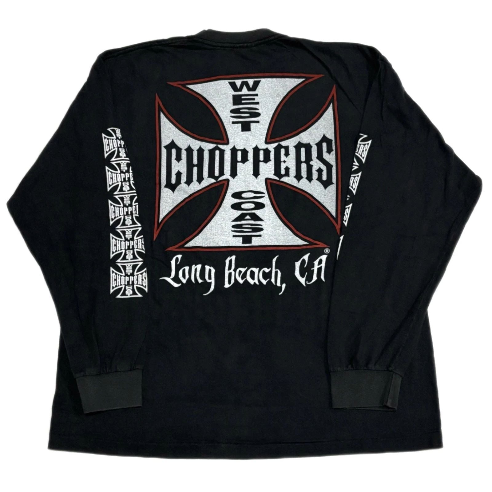 West Coast Choppers Black Vintage Long Beach CA Long Sleeve Sz.L T-Shirt REPRINT