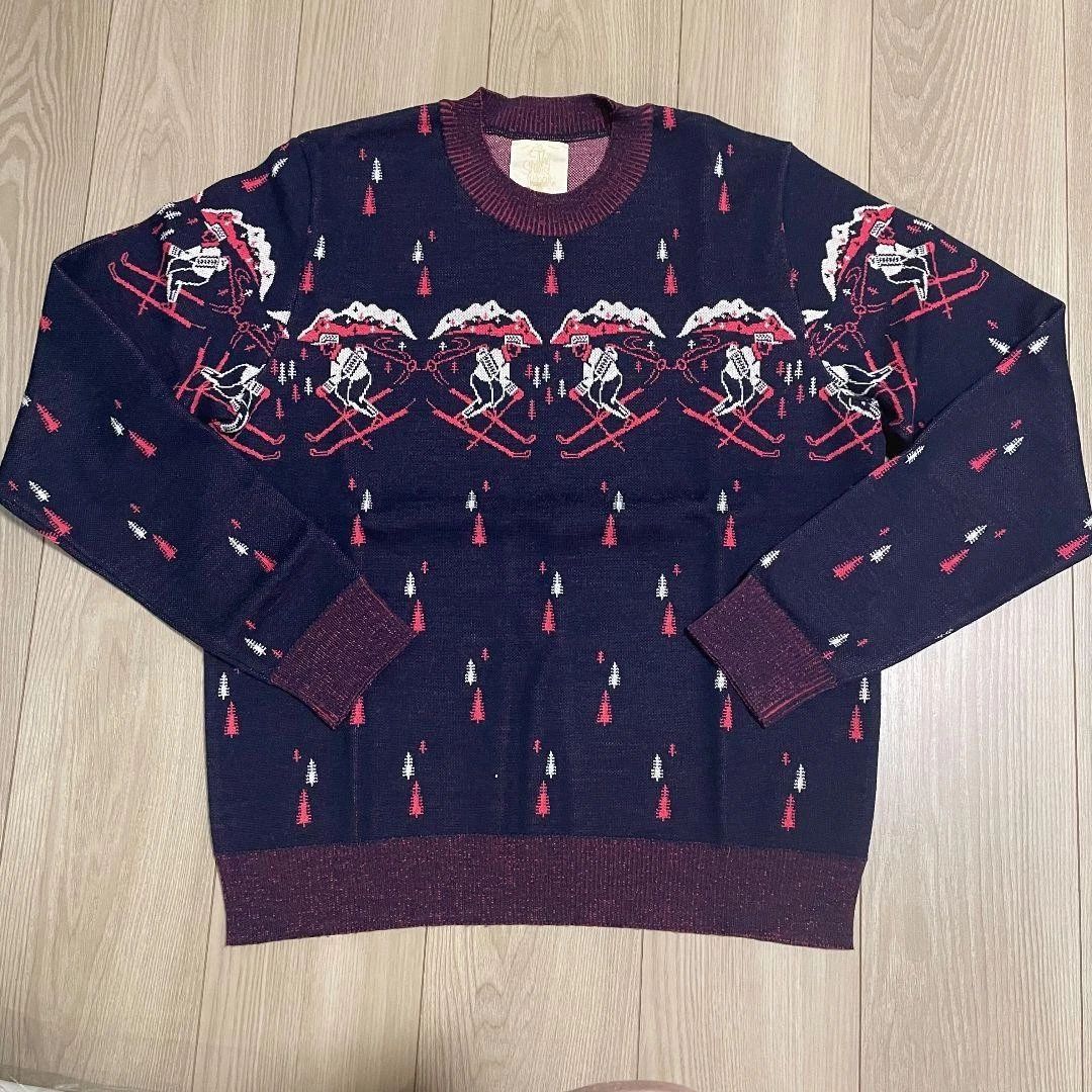 The Stylish Japan Ski Pattern Sweater M Navy Long Sleeve
