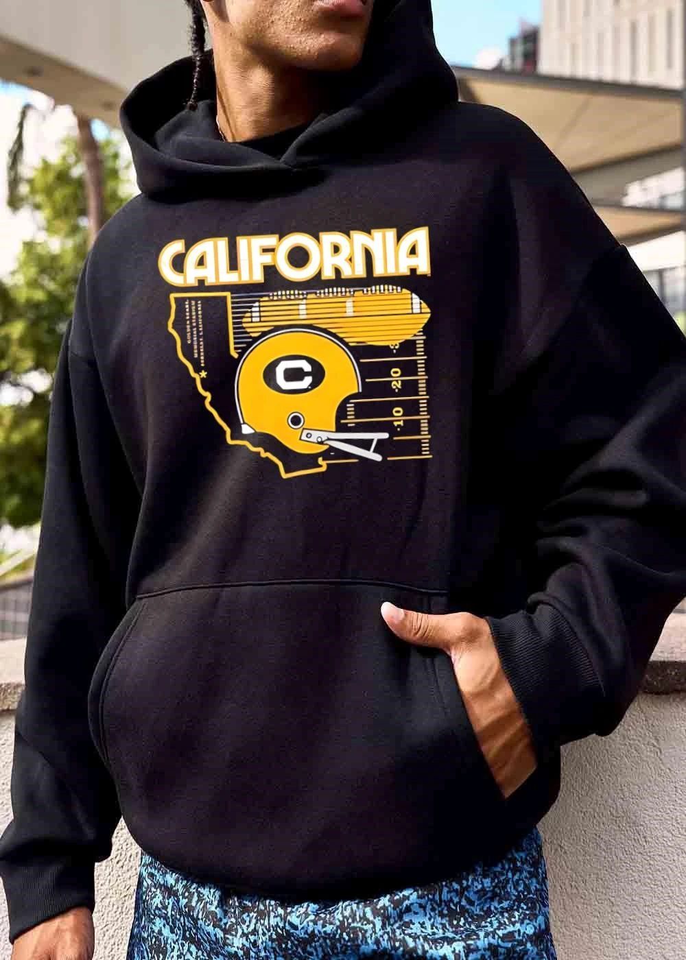 California Golden Bears NCAA Memorial Stadium Berkeley Yellow Football Helmet State Outline Grid shirt