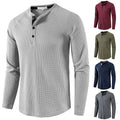Mens Long Sleeve Henley T-shirt Casual Solid Slim Fit Button Pullover Tops Tunic