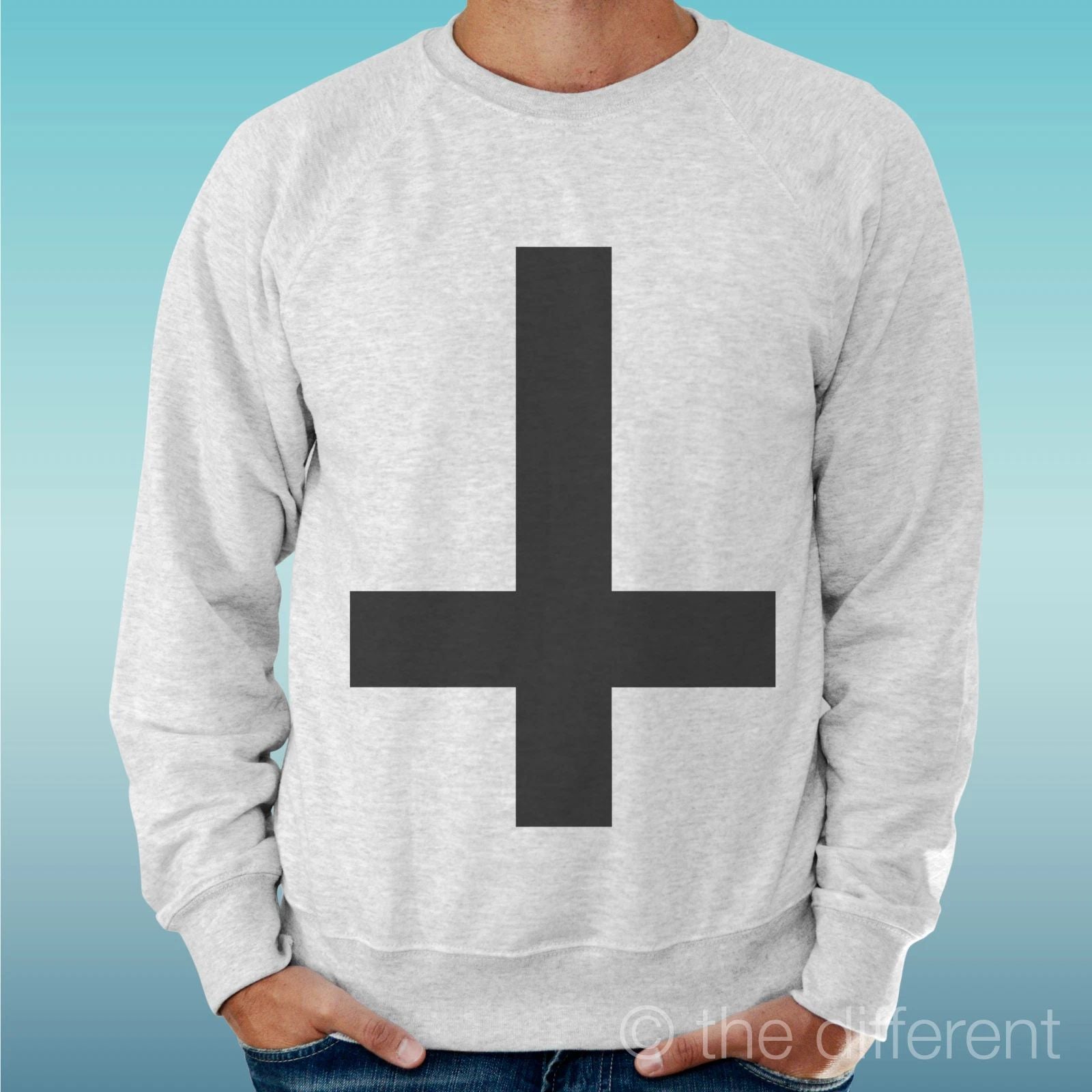 Felpa Man Light Sweater Light Grey " Black Cross Black "