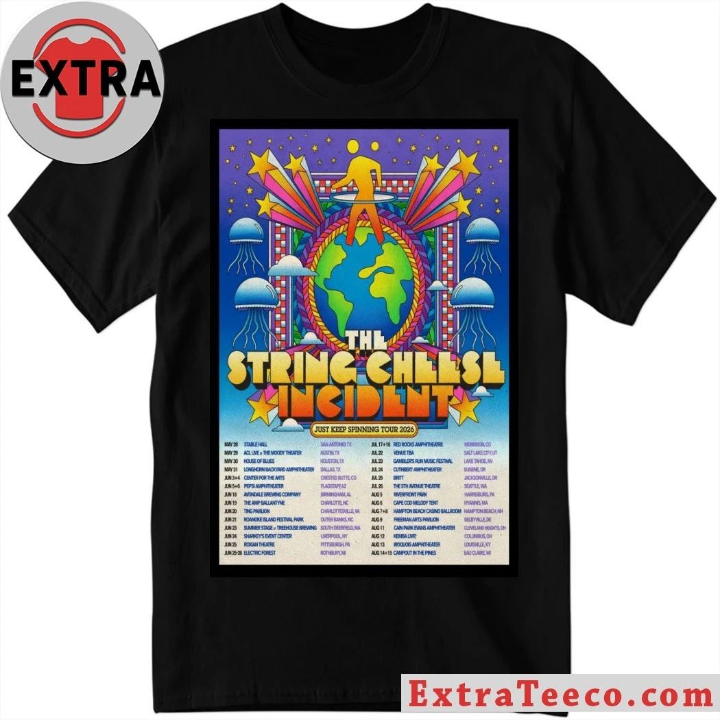 The String Cheese Incident Just Keep Spinning Tour 2026 Poster Shirt