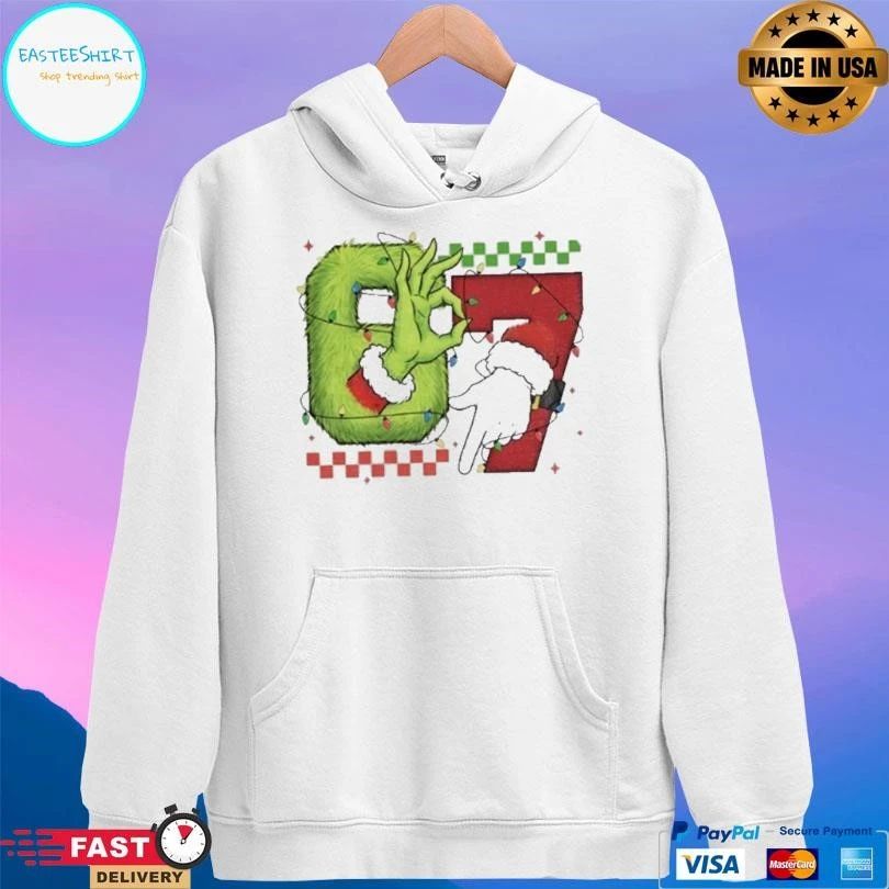 Six Seven 6 7 Christmas Grinch Hand Christmas 2025 Green Guy T-shirts