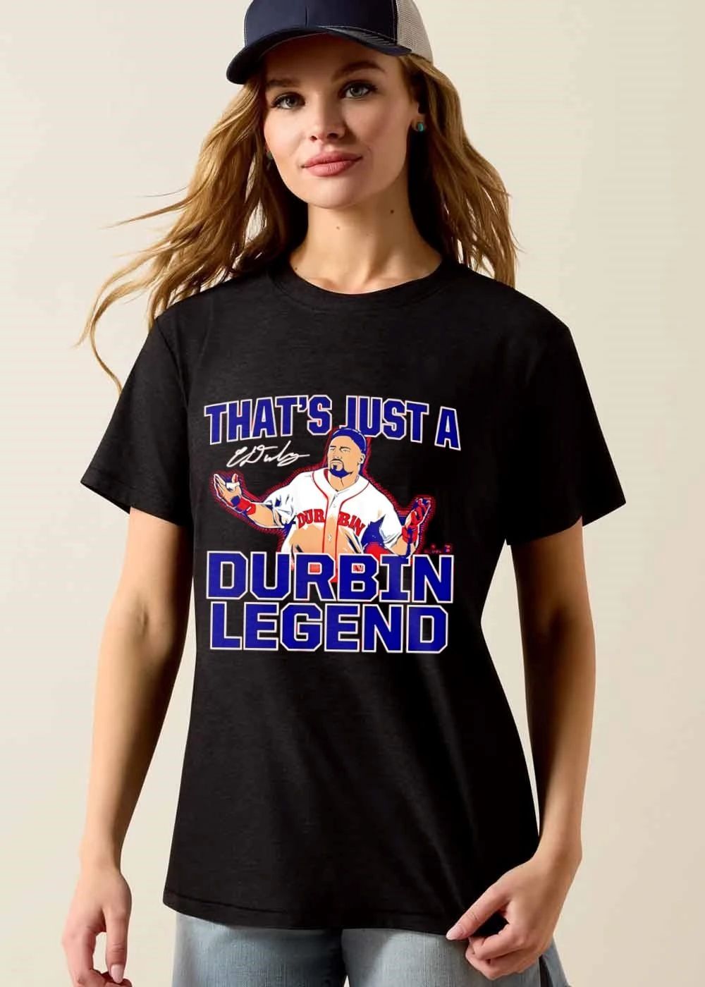 Thats Just A Durbin Legend Baseball Player Open Arms Caricature shirt