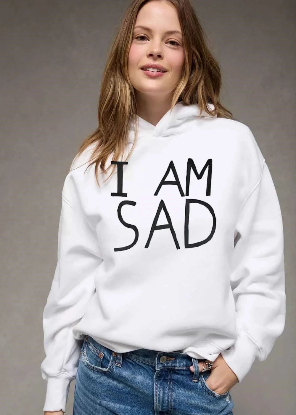 I Am Sad Minimalist Black Handwritten Marker Lettering Text shirt