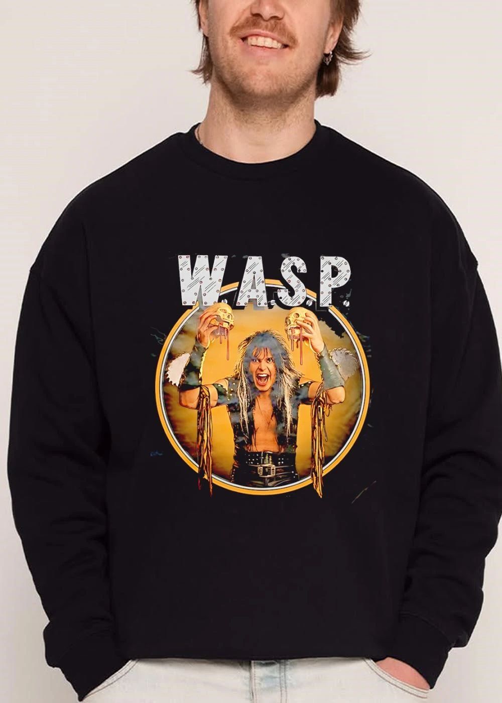 Wasp Heavy Metal Singer Holding Bleeding Skulls Circular Frame shirt