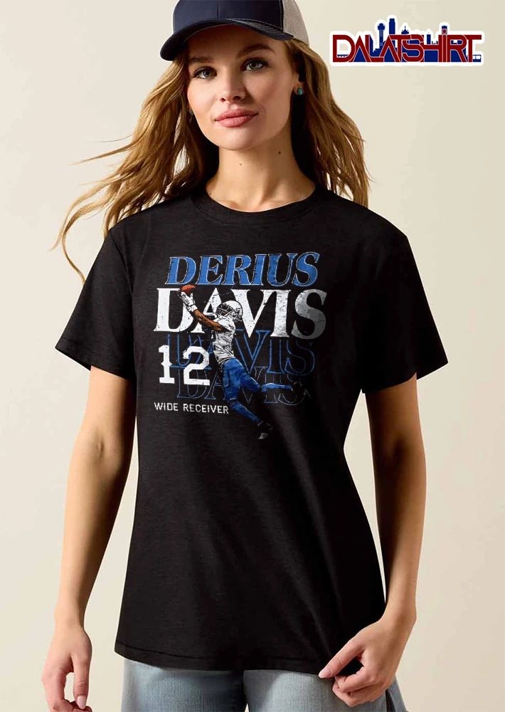 Derius Davis 12 Wide Receiver Distressed Text Football Player Catching Ball shirt