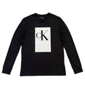 NWT Calvin Klein Mens Graphic Print Logo Long Sleeve Crew Neck T-Shirt Tee Black