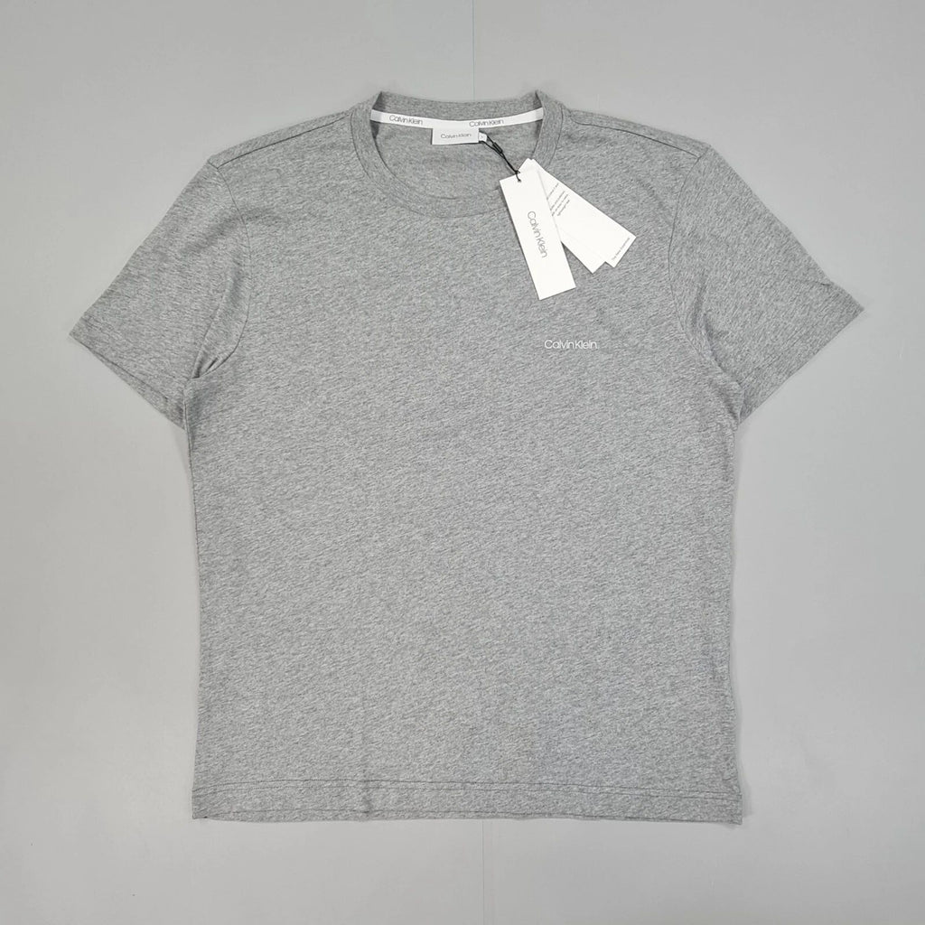 Calvin Klein Mens T Shirt Grey Large Core Chest Logo Cotton Tee Short Sleeves
