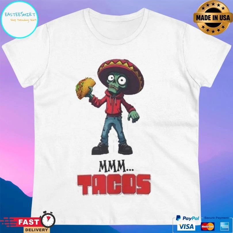 Zombie Holding Taco Mmm Tacos T-shirts