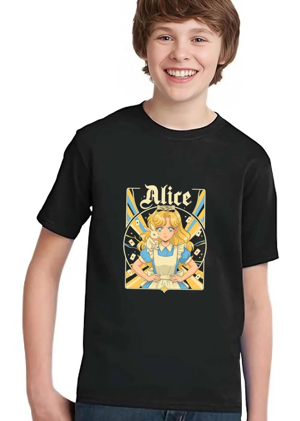 Alice Cartoon Blonde Girl White Rabbit Floating Playing Cards shirt