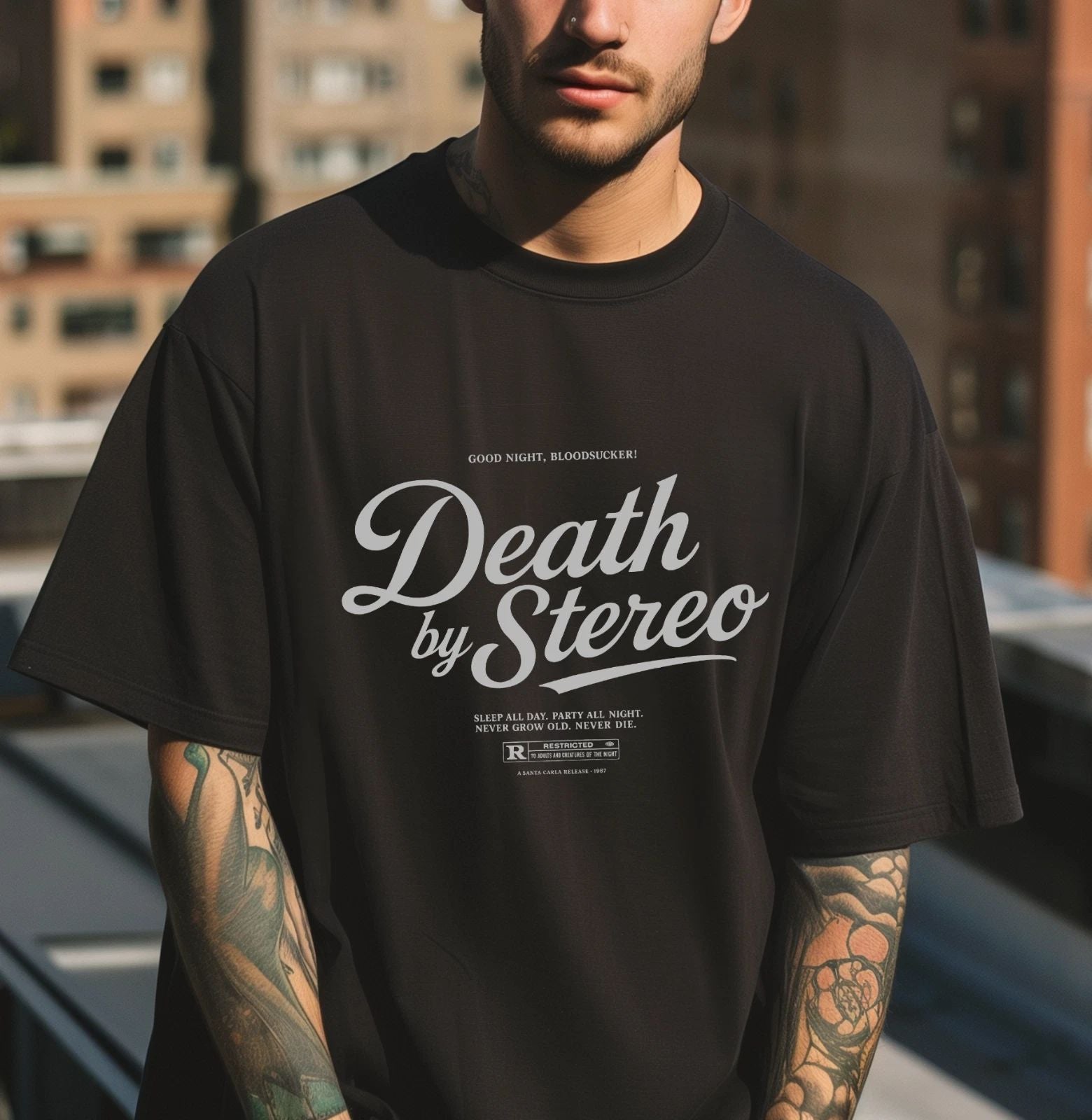 The Lost Boys “Death by Stereo” Shirt Comfort Colors 1717 Retro Horror Tee