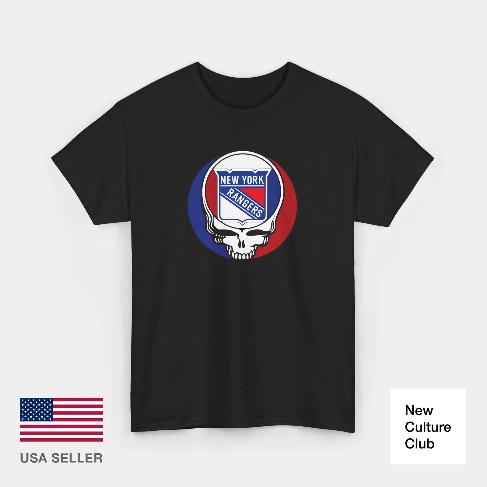 Grateful Dead New York Rangers Steal Your Face Deadhead Hockey NYC T Shirt Tee