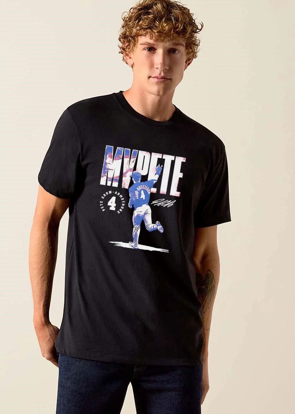 Mvpete Pete Crow Armstrong Baseball Player Running Pointing Signature Distressed shirt