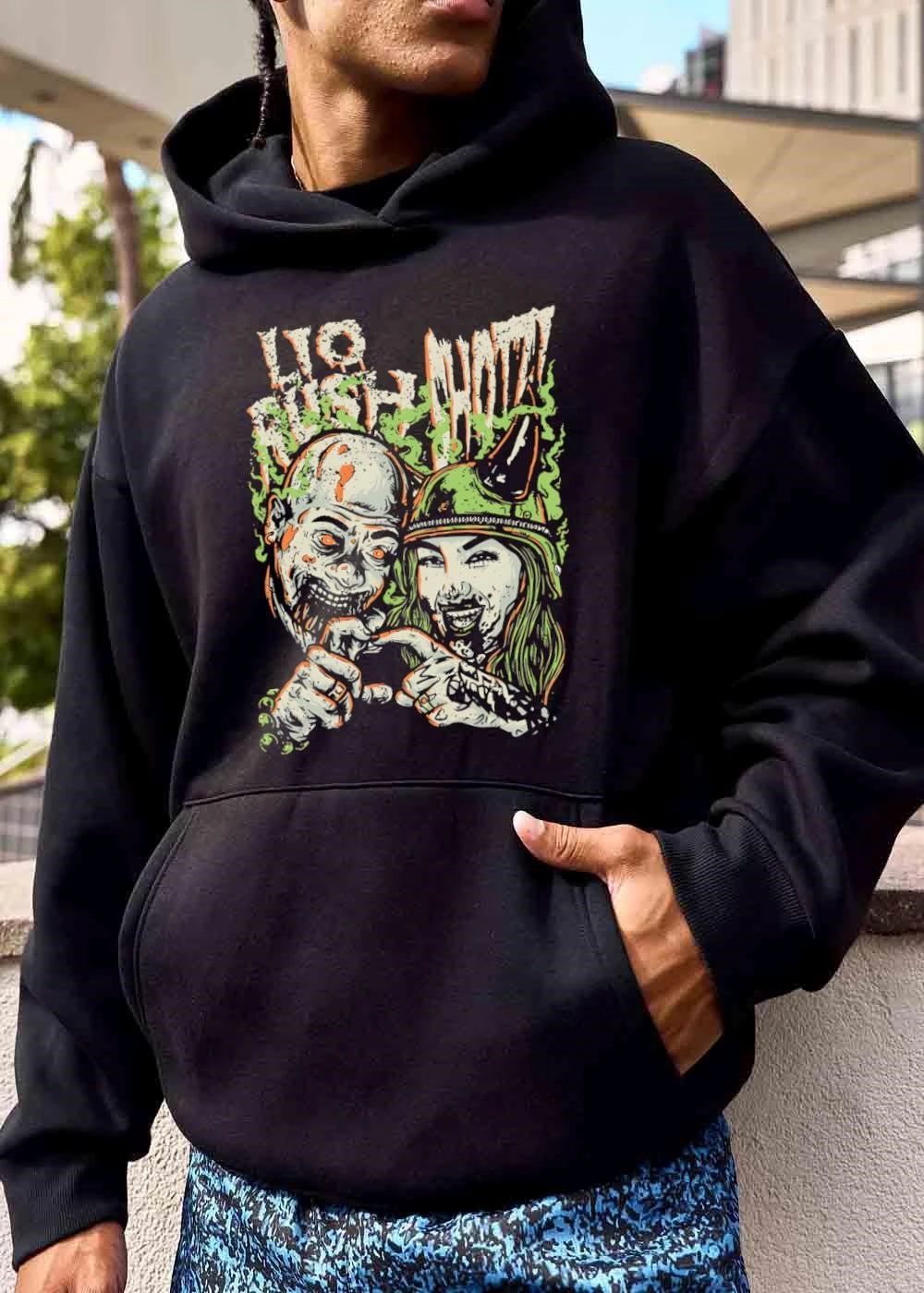 Lio Rush What Zombie Couple Finger Heart Horned Helmet Distressed Cartoon shirt