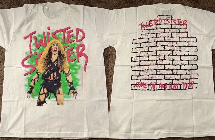 1985 Twisted Sister Come Out & Play Tour 2 Side White Unisex Shirt S-5XL