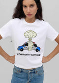 Community Service Cartoon Police Car Exploding Mushroom Cloud shirt