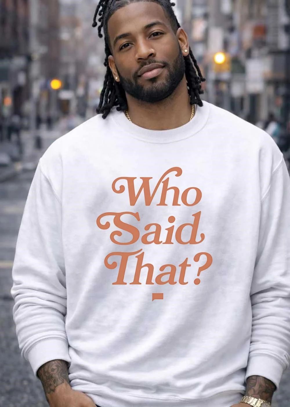 Who Said That Orange Serif Script Calligraphy Typography Lettering shirt