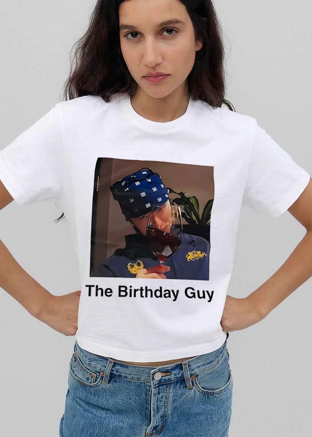 The Birthday Guy Man Sipping Red Wine Blue Bandana Photo shirt