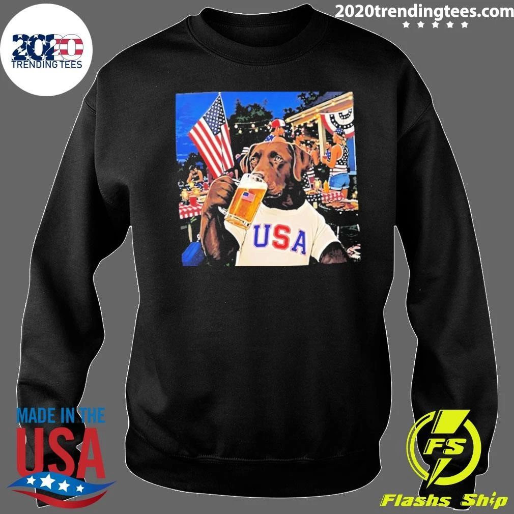 Labrador Drinking Beer USA Chocolate Lab Shirt