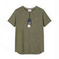 Tommy Jeans Slim Jasper C Ne Men’s Slim Fit T-Shirt 2XL Olive Melange Crewneck