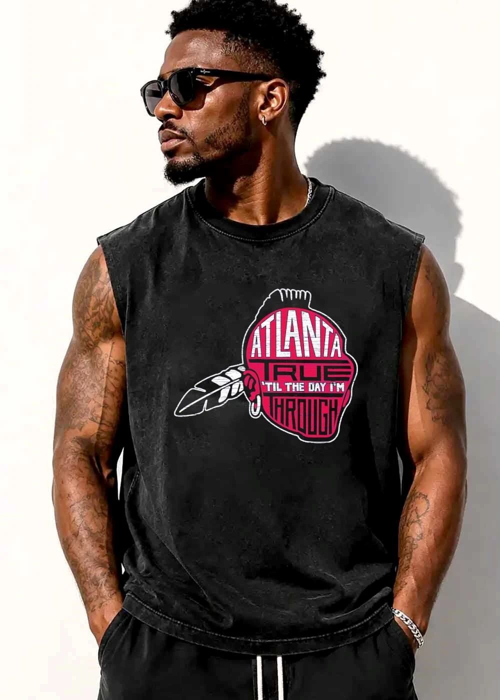 Atlanta True Til The Day Im Through Native American Chief Feather Silhouette Distressed shirt