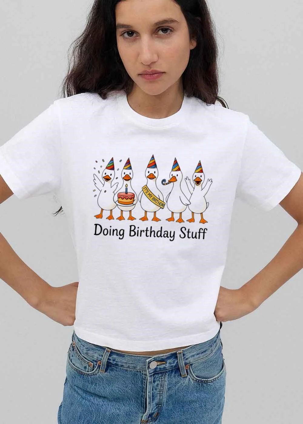 Doing Birthday Stuff Its My Cartoon Five Ducks Party Hats Cake shirt