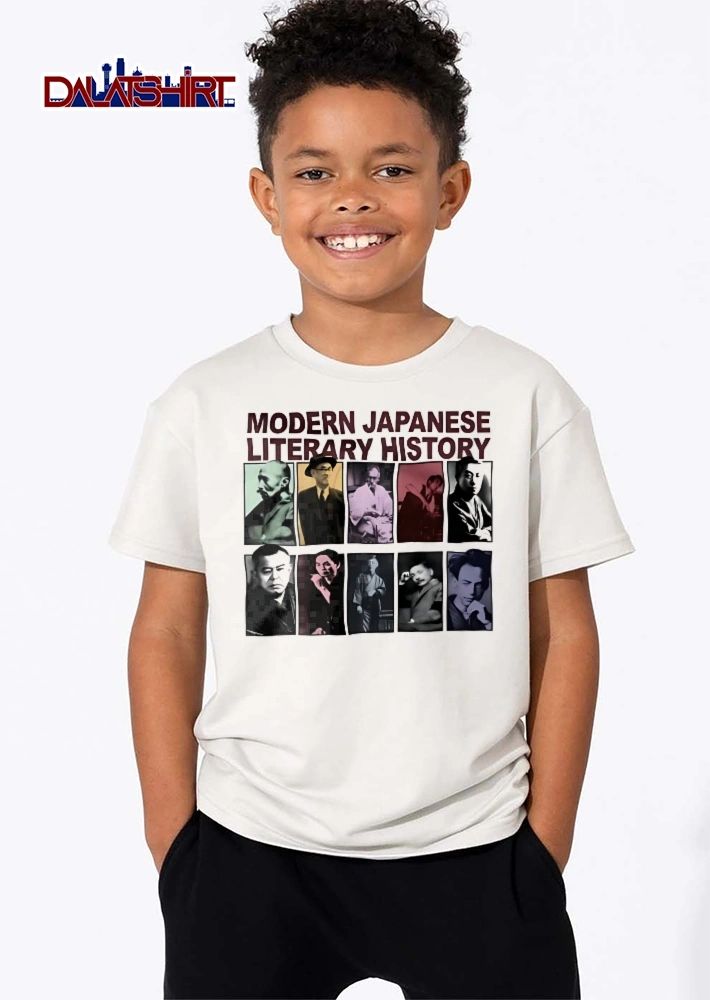 Modern Japanese Literary History Ten Authors Colorized Portrait Panel Grid shirt