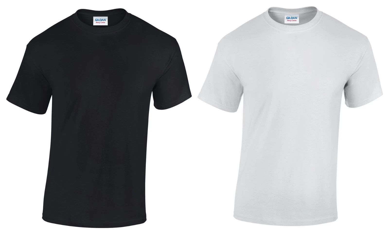 New Plain Black + White Tops Heavy 100% Cotton Gildan short sleeved T-shirt X2