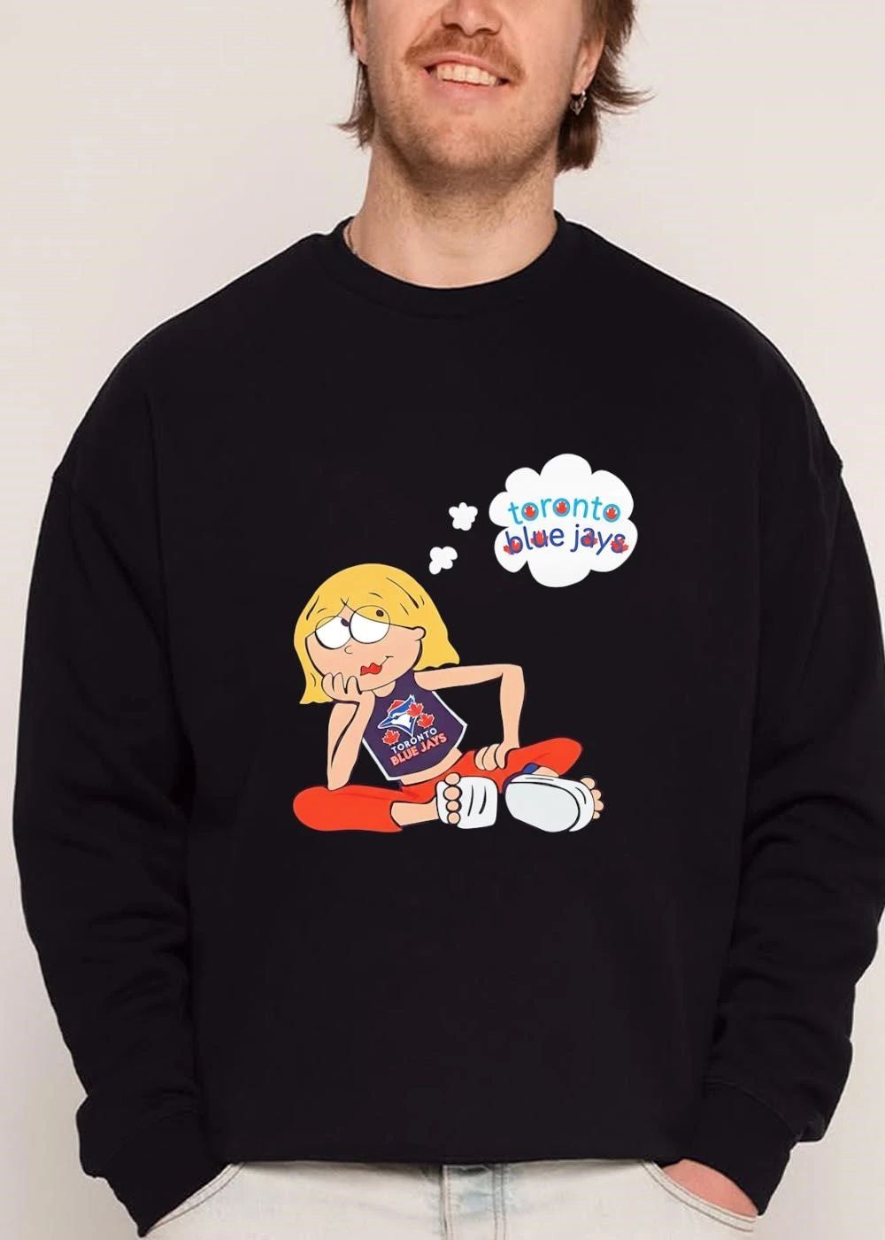 Toronto Blue Jays MLB Blonde Cartoon Girl Sitting Thought Bubble shirt