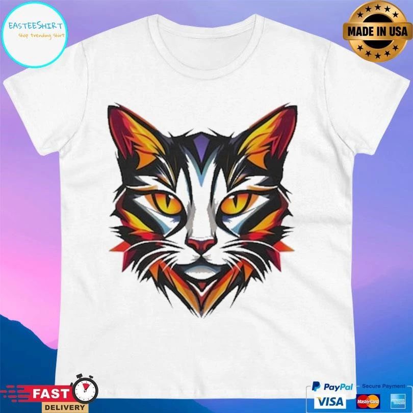 Colorful Cat Head T-shirts