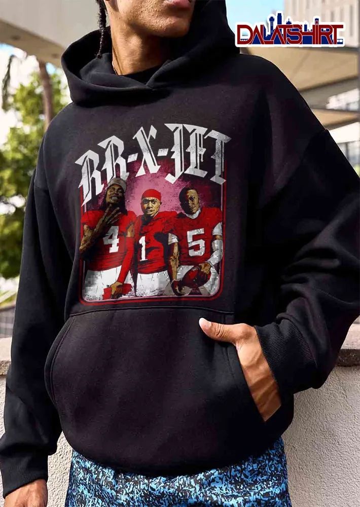 Rr X Jet Three Football Players Red Jerseys Numbers 4 1 5 Bootleg Portrait shirt