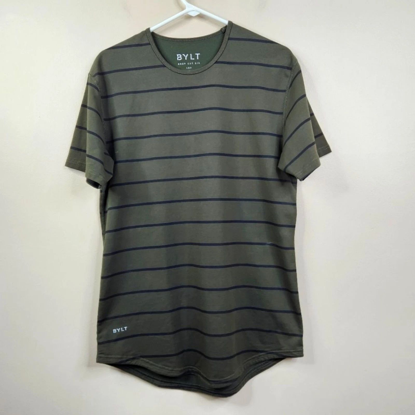 Bylt Mens Drop Cut Short Sleeve Round Neck Striped Lux Tee Medium