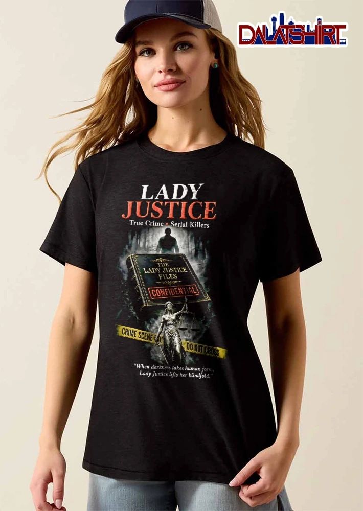 Lady Justice True Crime Serial Killers Confidential Scene Do Not Cross Book Silhouette Statue shirt